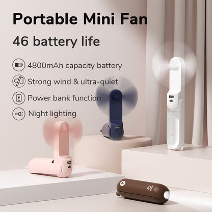 Portable USB Fan with integral Power Bank & Flashlight - Base Foldable